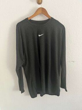 Nike Mens Black Long Sleeve Crew with White Swoosh XL